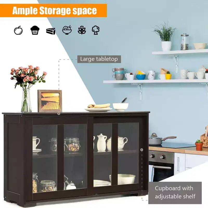 Costway Credenza da Cucina Mobile Contenitore Buffe con Anta Scorrevole