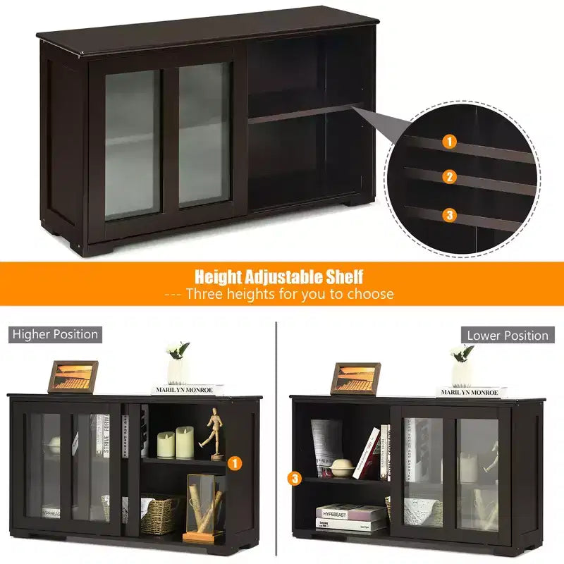 Costway Credenza da Cucina Mobile Contenitore Buffe con Anta Scorrevole