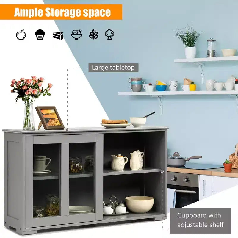 Costway Credenza da Cucina Mobile Contenitore Buffe con Anta Scorrevole