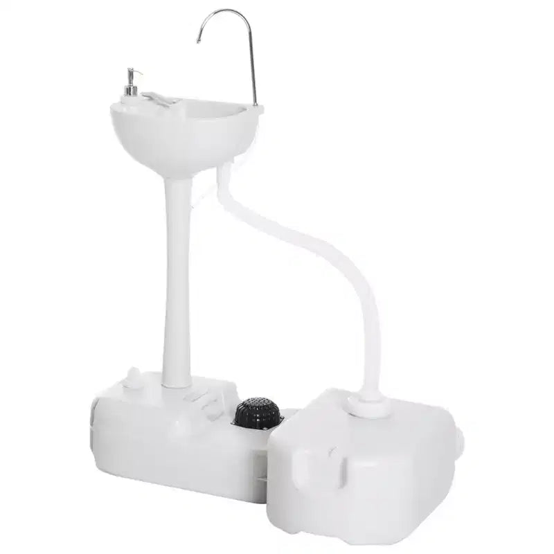 kleankin Lavandino Portatile per Campeggio, Stazione di Lavaggio a Mano, Serbatoio da 4,5 Galloni, Serbatoio di Recupero da 6,3 Galloni e Dispenser di Sapone per Camper, Esterni, Interni, HDPE, Bianco
