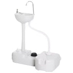 kleankin Lavandino Portatile per Campeggio, Stazione di Lavaggio a Mano, Serbatoio da 4,5 Galloni, Serbatoio di Recupero da 6,3 Galloni e Dispenser di Sapone per Camper, Esterni, Interni, HDPE, Bianco