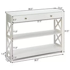 Costway Tavolino Consolle con Cassetti e Ripiani, Tavolo d'Accento per Divano, Ingresso, Corridoio, Bianco/Nero