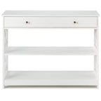 Costway Tavolino Consolle con Cassetti e Ripiani, Tavolo d'Accento per Divano, Ingresso, Corridoio, Bianco/Nero