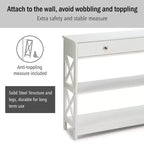 Costway Tavolino Consolle con Cassetti e Ripiani, Tavolo d'Accento per Divano, Ingresso, Corridoio, Bianco/Nero