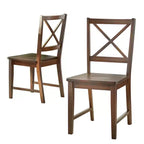 Set di 2 sedie da pranzo Virginia Farmhouse in legno massello con schienale a croce, Buylateral