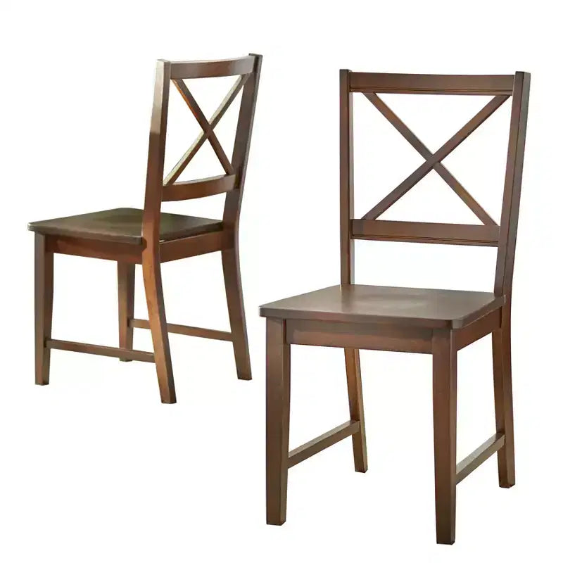 Set di 2 sedie da pranzo Virginia Farmhouse in legno massello con schienale a croce, Buylateral