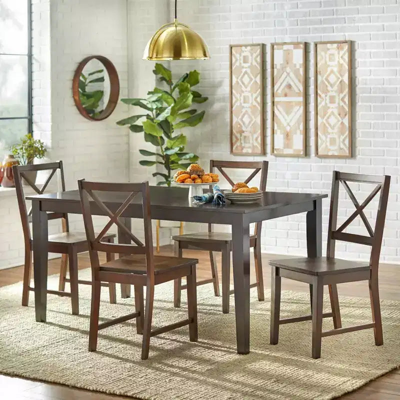 Set di 2 sedie da pranzo Virginia Farmhouse in legno massello con schienale a croce, Buylateral