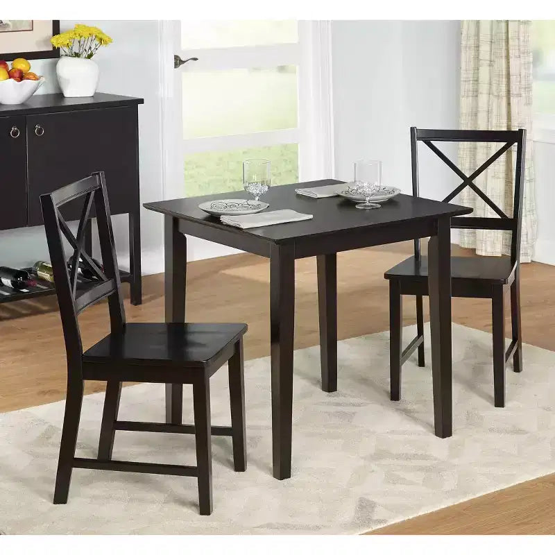 Set di 2 sedie da pranzo Virginia Farmhouse in legno massello con schienale a croce, Buylateral