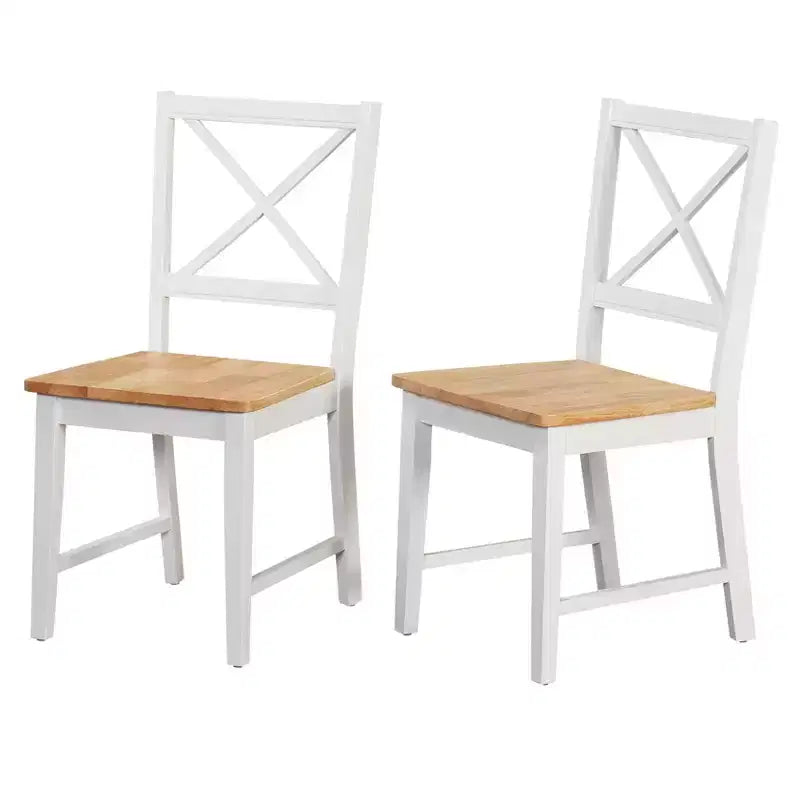 Set di 2 sedie da pranzo Virginia Farmhouse in legno massello con schienale a croce, Buylateral