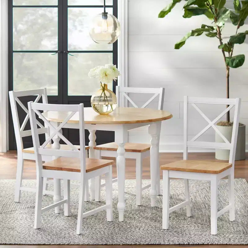 Set di 2 sedie da pranzo Virginia Farmhouse in legno massello con schienale a croce, Buylateral