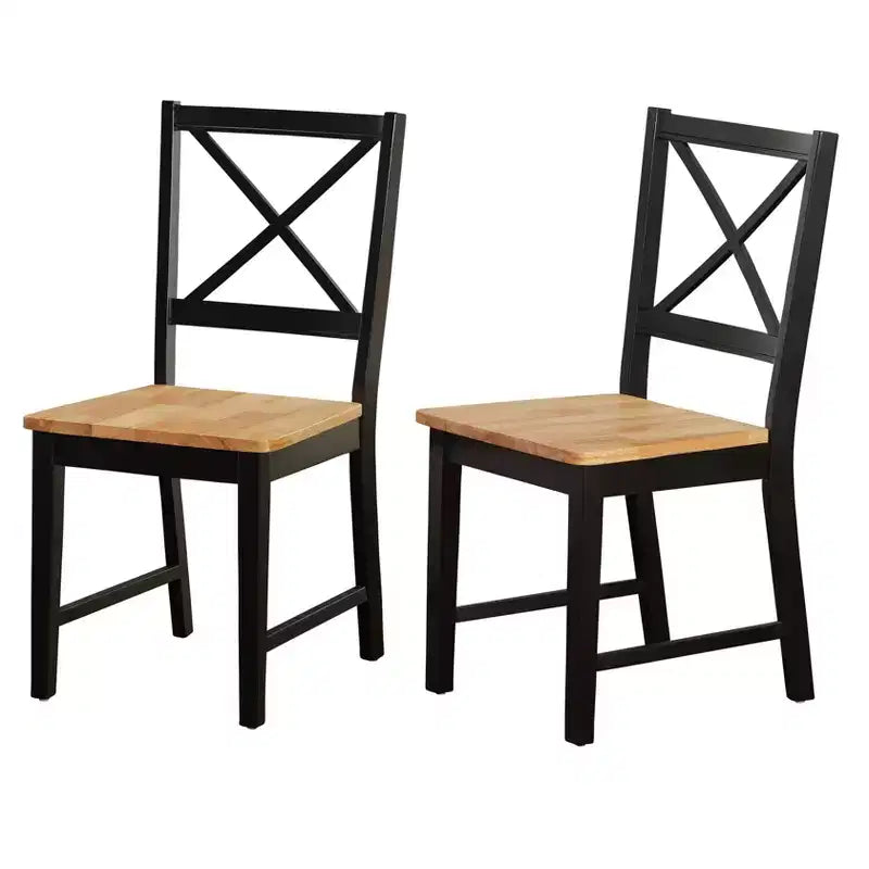 Set di 2 sedie da pranzo Virginia Farmhouse in legno massello con schienale a croce, Buylateral