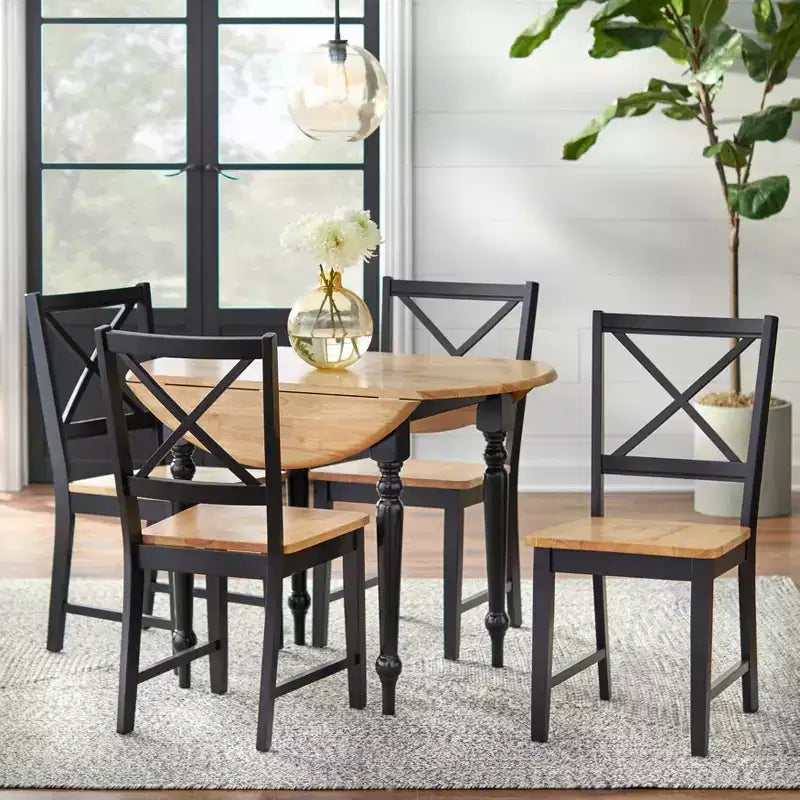 Set di 2 sedie da pranzo Virginia Farmhouse in legno massello con schienale a croce, Buylateral