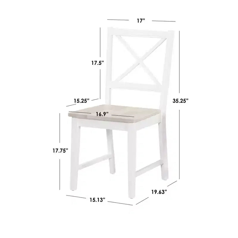Set di 2 sedie da pranzo Virginia Farmhouse in legno massello con schienale a croce, Buylateral