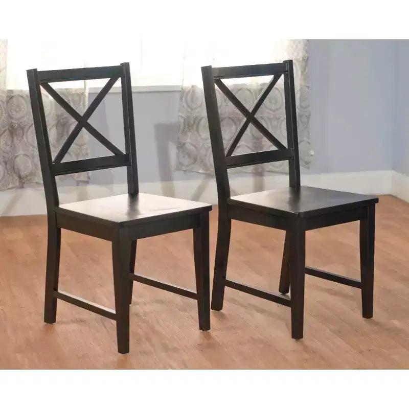 Set di 2 sedie da pranzo Virginia Farmhouse in legno massello con schienale a croce, Buylateral