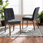 Set di 2 sedie da pranzo Tara imbottite in tessuto e legno - Baxton Studio