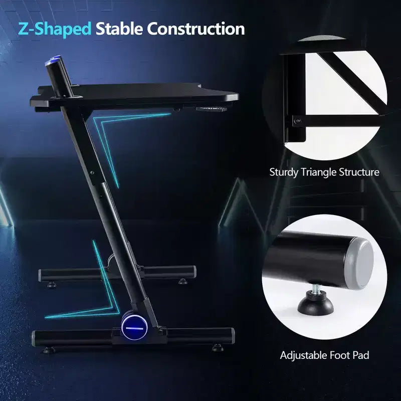 Scrivania da gaming Costway regolabile in altezza con luce LED e supporto per controller