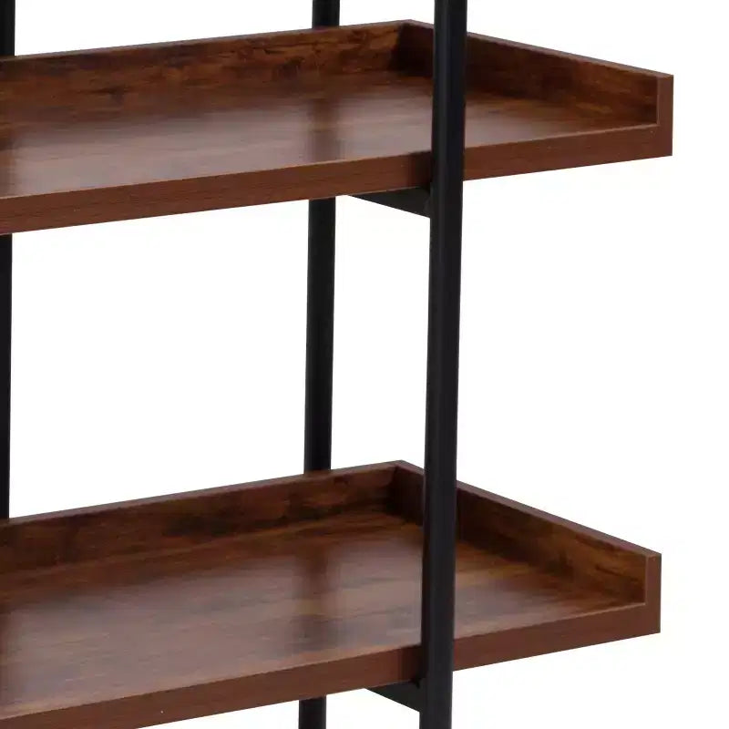 Merrick Lane, Scaffale a 3 Ripiani Stile Industriale, Marrone Rustico con Struttura in Metallo Nero e Bordo Rialzato - 35H