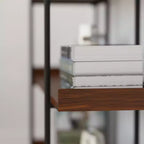 Merrick Lane, Scaffale a 3 Ripiani Stile Industriale, Marrone Rustico con Struttura in Metallo Nero e Bordo Rialzato - 35H