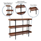 Merrick Lane, Scaffale a 3 Ripiani Stile Industriale, Marrone Rustico con Struttura in Metallo Nero e Bordo Rialzato - 35H
