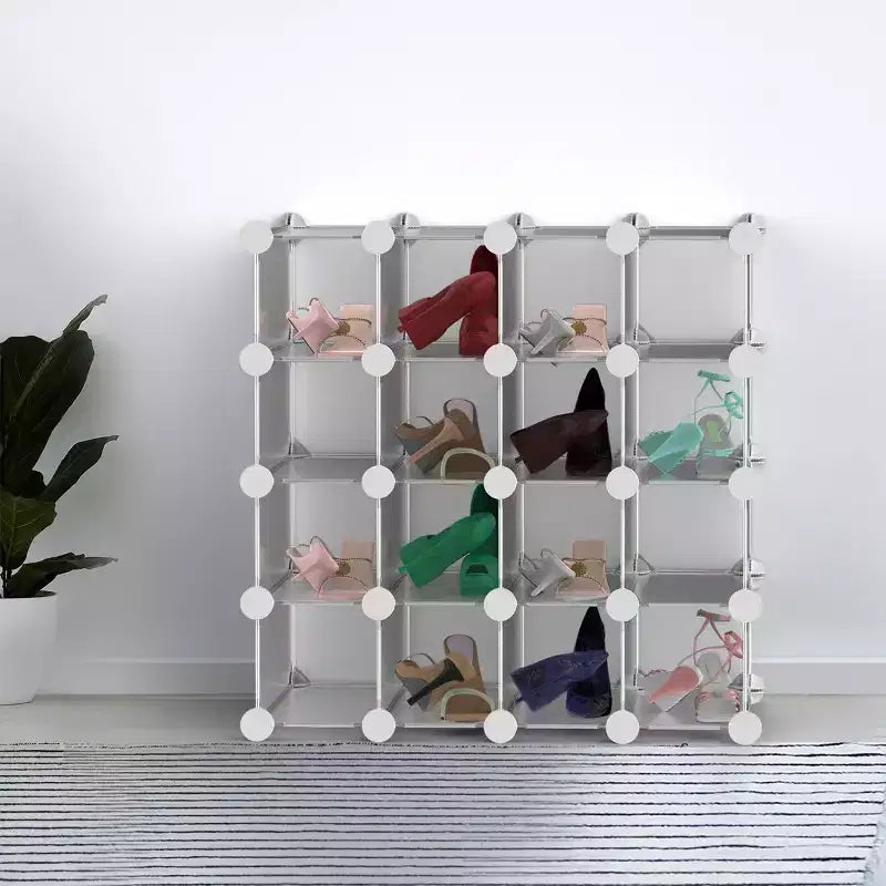 Hastings Home Sistema di Cubi Contenitori Personalizzabili a Incastro da 16 Pezzi Bianco