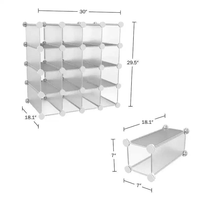 Hastings Home Sistema di Cubi Contenitori Personalizzabili a Incastro da 16 Pezzi Bianco