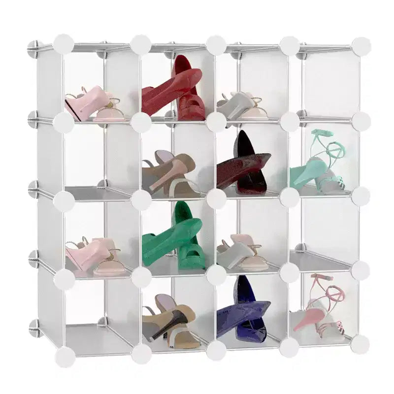 Hastings Home Sistema di Cubi Contenitori Personalizzabili a Incastro da 16 Pezzi Bianco