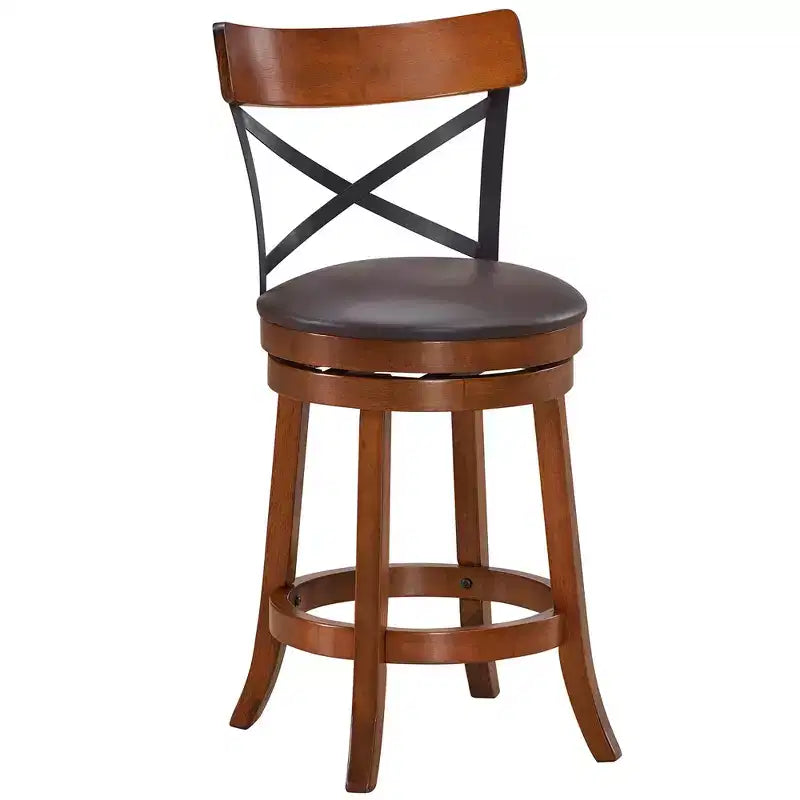 Costway Set di 2 Sgabelli da Bar Girevoli da 63,5 cm Sedie da Bar da Pranzo con Gambe in Legno di Gomma
