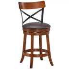 Costway Set di 2 Sgabelli da Bar Girevoli da 63,5 cm Sedie da Bar da Pranzo con Gambe in Legno di Gomma