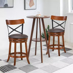 Costway Set di 2 Sgabelli da Bar Girevoli da 63,5 cm Sedie da Bar da Pranzo con Gambe in Legno di Gomma