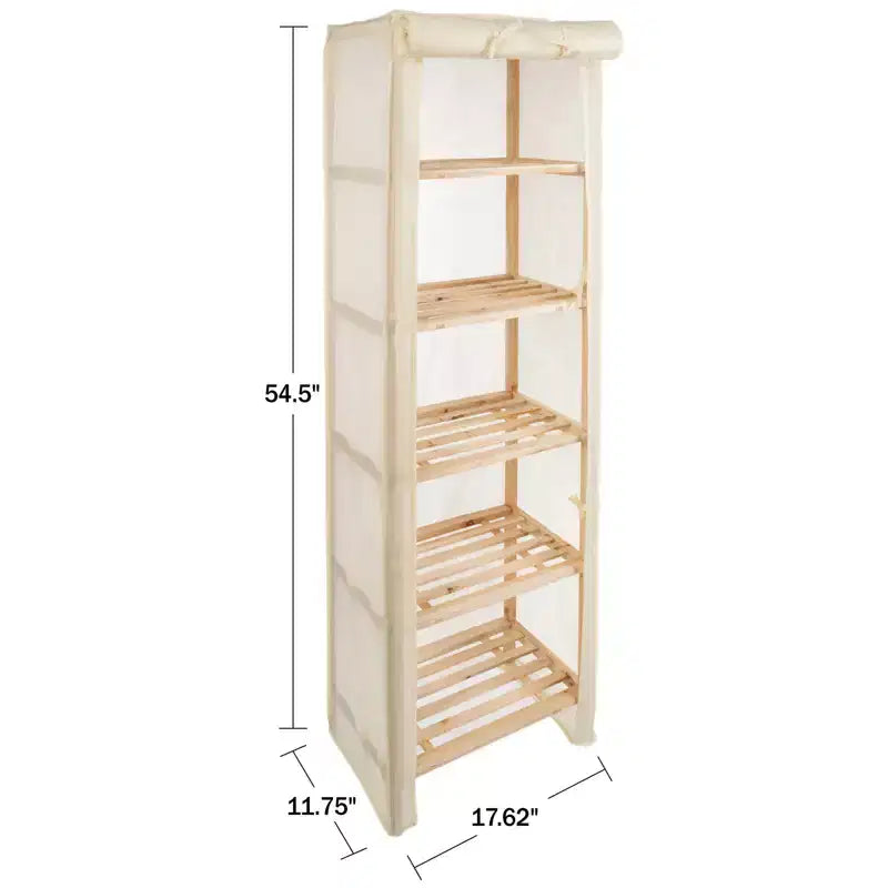 Scaffale portaoggetti a 5 ripiani in legno Hastings Home con copertura rimovibile