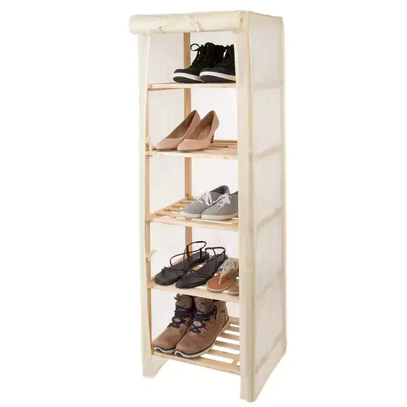 Scaffale portaoggetti a 5 ripiani in legno Hastings Home con copertura rimovibile