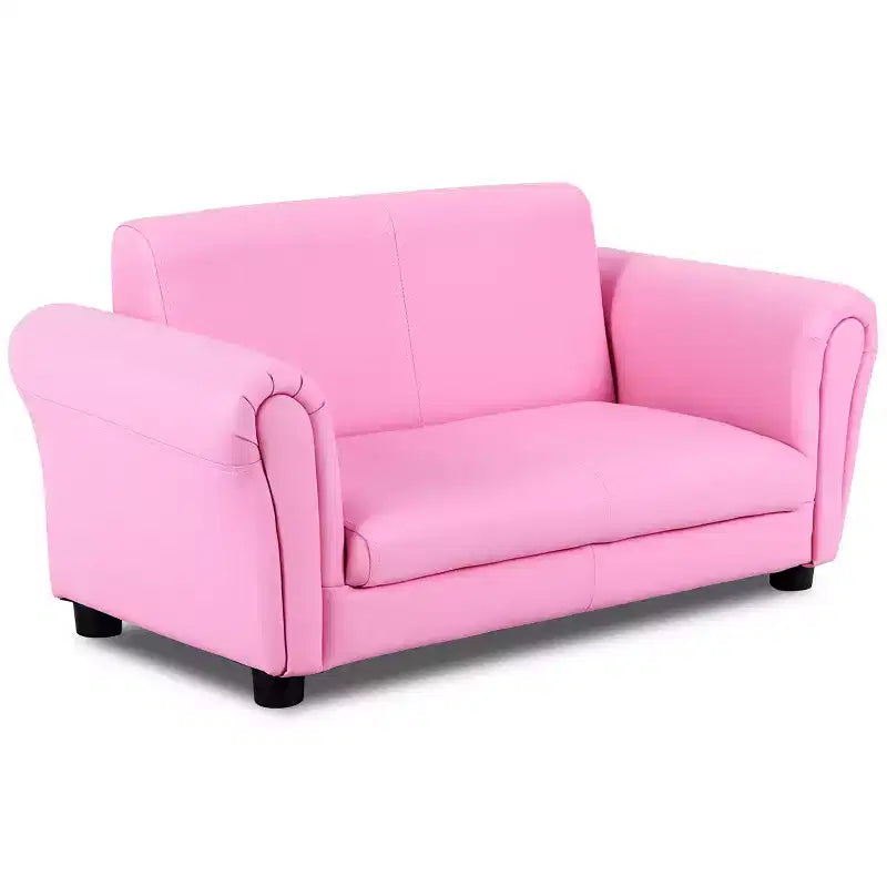 Costway Divano per bambini rosa Poltrona Sedia Divano Lounge Regalo di compleanno per bambini con Pouf
