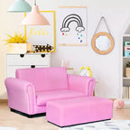 Costway Divano per bambini rosa Poltrona Sedia Divano Lounge Regalo di compleanno per bambini con Pouf