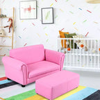 Costway Divano per bambini rosa Poltrona Sedia Divano Lounge Regalo di compleanno per bambini con Pouf