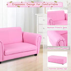 Costway Divano per bambini rosa Poltrona Sedia Divano Lounge Regalo di compleanno per bambini con Pouf
