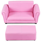 Costway Divano per bambini rosa Poltrona Sedia Divano Lounge Regalo di compleanno per bambini con Pouf