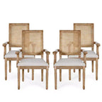 Set di 4 sedie da pranzo imbottite in legno e canna Maria French Country - Christopher Knight Home
