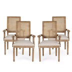 Set di 4 sedie da pranzo imbottite in legno e canna Maria French Country - Christopher Knight Home