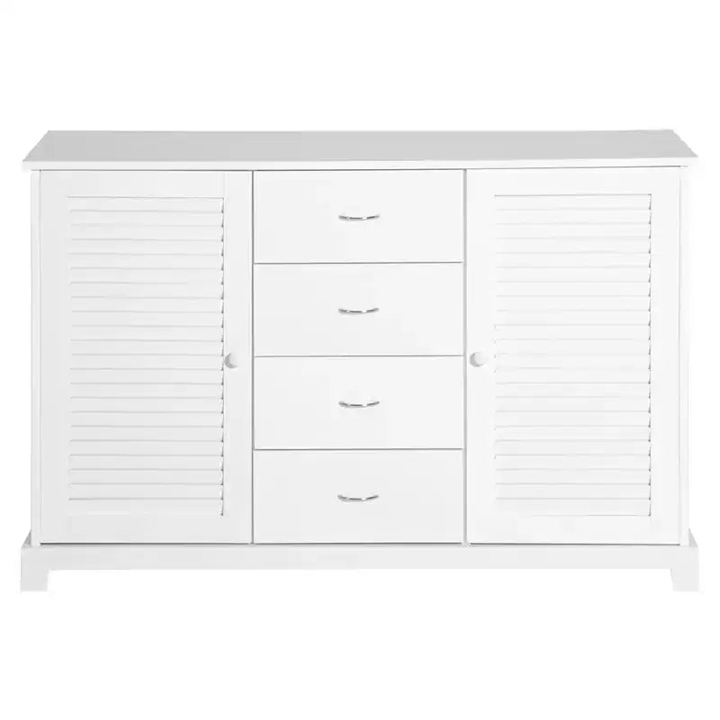 HOMCOM 47 Mobile credenza moderna con cassetti e ante a persiana - Bianco
