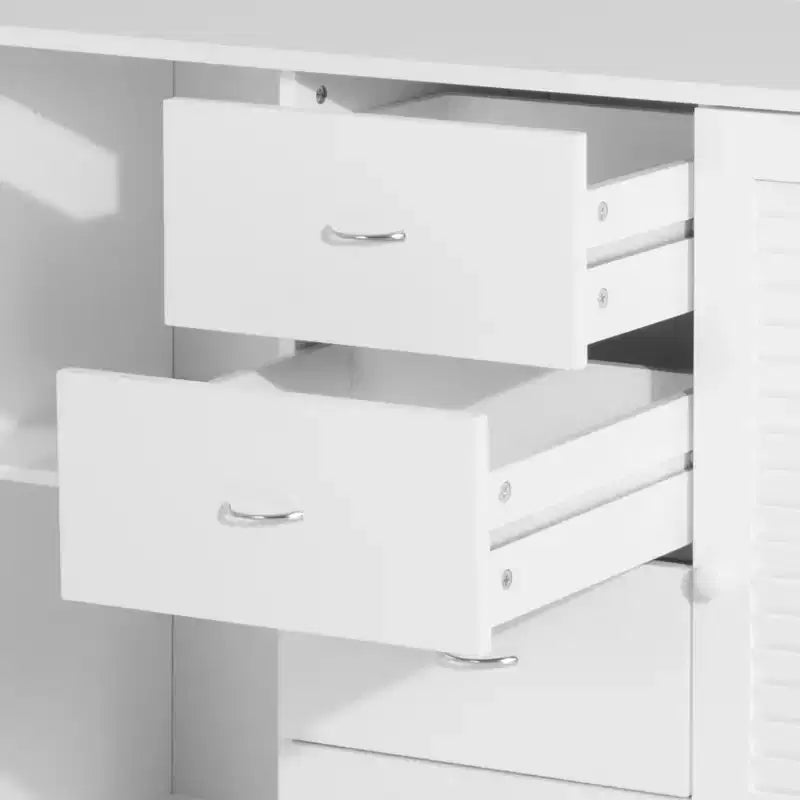 HOMCOM 47 Mobile credenza moderna con cassetti e ante a persiana - Bianco