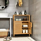 Costway Mobile Lavabo a Due Ante in Bambù con Ripiano Aperto