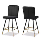 2pc Preston Two-Tone and Metal Bar Stool Set - Baxton Studio