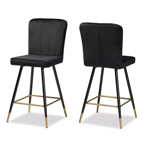 2pc Preston Two-Tone and Metal Bar Stool Set - Baxton Studio