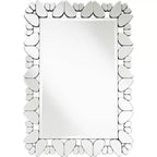 Possini Euro Design Veneto Rectangular Vanity Decorative Wall Mirror Modern Cut Glass Pattern Frame 28 Wide for Bathroom Bedroom Living Room Office