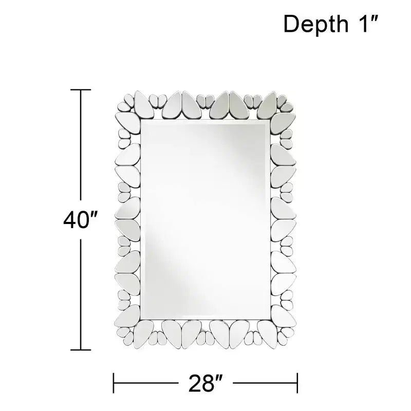 Specchio da parete decorativo rettangolare Possini Euro Design Veneto, con cornice in vetro tagliato dal motivo moderno, 71 cm di larghezza, per bagno, camera da letto, soggiorno, ufficio