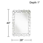 Specchio da parete decorativo rettangolare Possini Euro Design Veneto, con cornice in vetro tagliato dal motivo moderno, 71 cm di larghezza, per bagno, camera da letto, soggiorno, ufficio