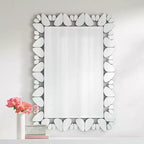 Specchio da parete decorativo rettangolare Possini Euro Design Veneto, con cornice in vetro tagliato dal motivo moderno, 71 cm di larghezza, per bagno, camera da letto, soggiorno, ufficio