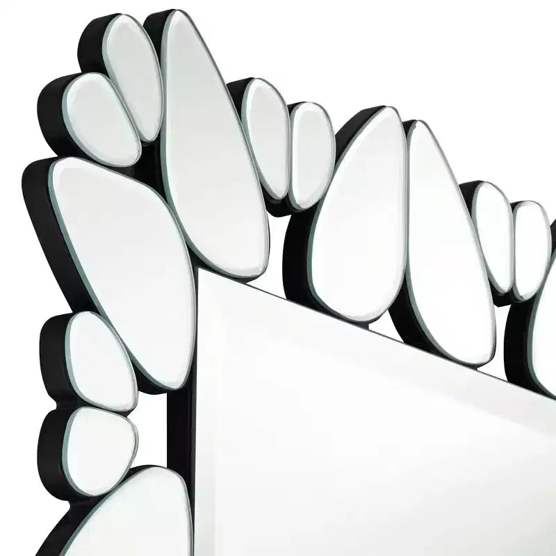 Specchio da parete decorativo rettangolare Possini Euro Design Veneto, con cornice in vetro tagliato dal motivo moderno, 71 cm di larghezza, per bagno, camera da letto, soggiorno, ufficio