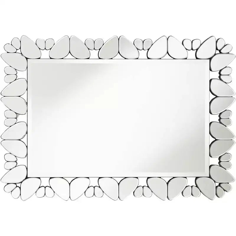 Specchio da parete decorativo rettangolare Possini Euro Design Veneto, con cornice in vetro tagliato dal motivo moderno, 71 cm di larghezza, per bagno, camera da letto, soggiorno, ufficio