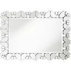 Specchio da parete decorativo rettangolare Possini Euro Design Veneto, con cornice in vetro tagliato dal motivo moderno, 71 cm di larghezza, per bagno, camera da letto, soggiorno, ufficio